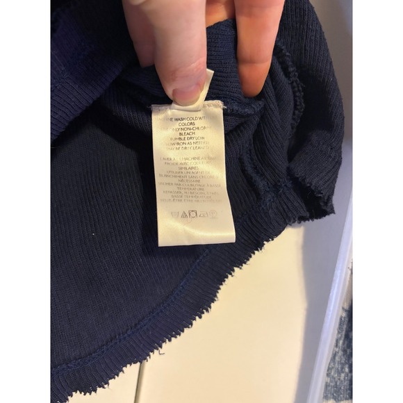 We The Free People Navy Ribbed Turtleneck Rainbow Stripe Mixed Media Top XS - Picture 6 of 6